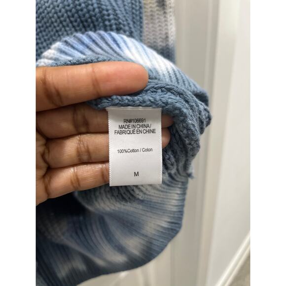 YFB Bernice Sweater // Blue Tide Terra Wash Knit Woven Sz M - Picture 6 of 10